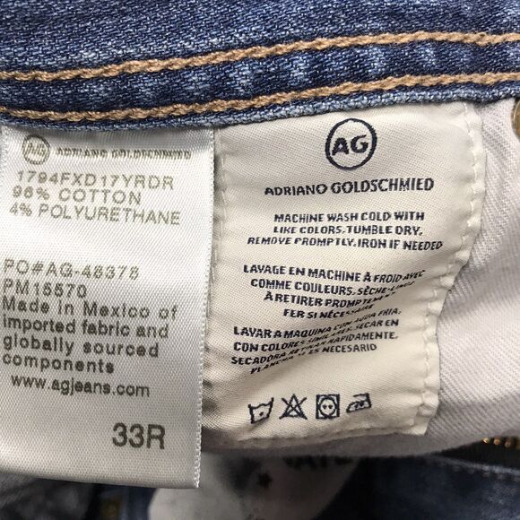 AG ADRIANO GOLDSCHMIED Everett Jeans Men 33R(33x30) Light Wash Whisker Denim - Picture 13 of 16